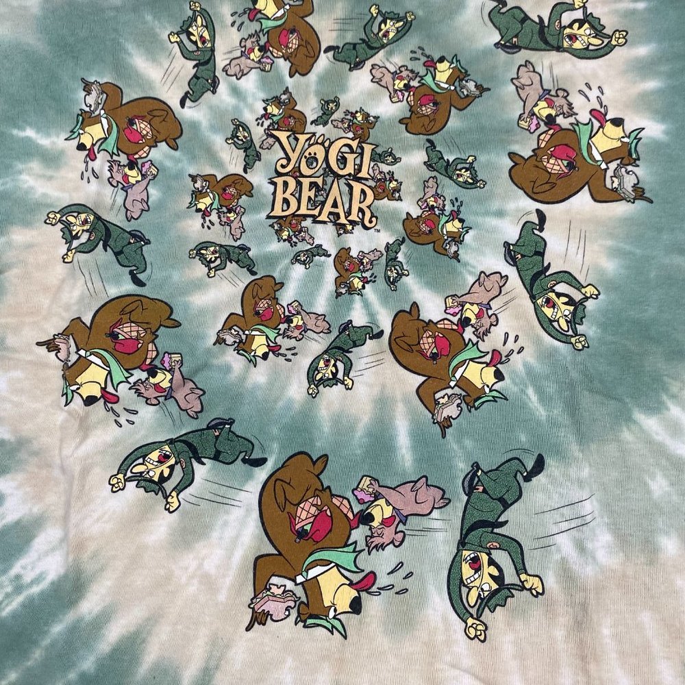 Vintage 90s Yogi Bear T Shirt Men's Small Medium Tie Dye Single Stitch - Picture 4 of 11